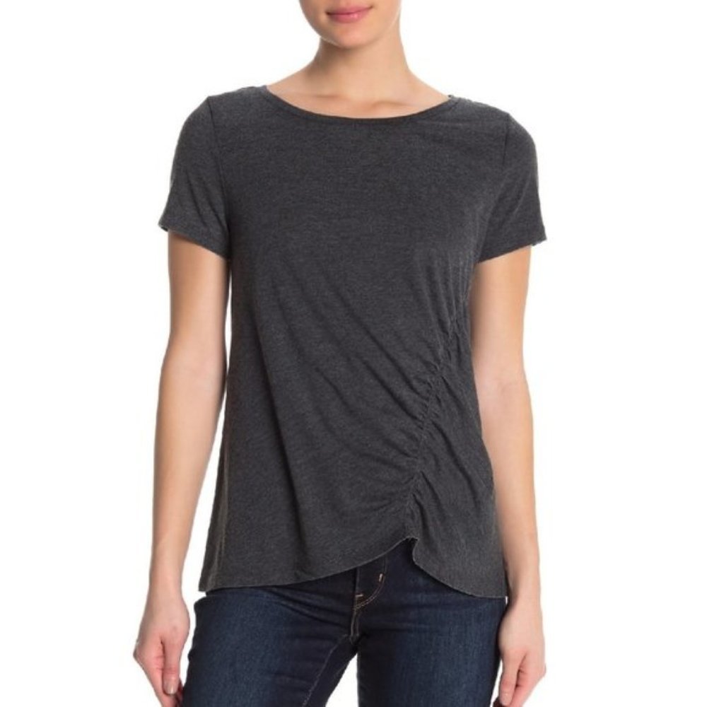 🎁 SUSINA Ruched Burnout T-Shirt
